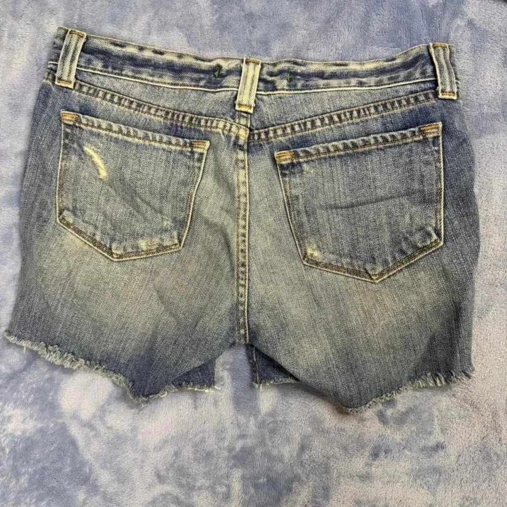 J Brand blue denim shorts with‎ yellow distressing women size 24